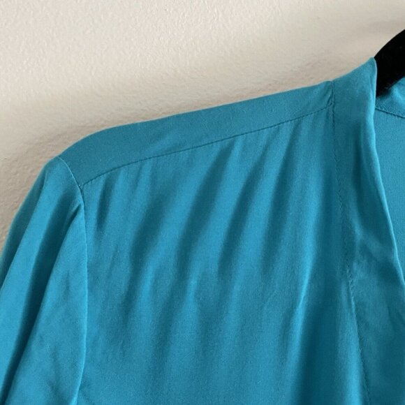 Chicos Women SZ 1/Small Turquoise Blue Open Drape Front Zip Pocket Blazer Jacket - Picture 5 of 8